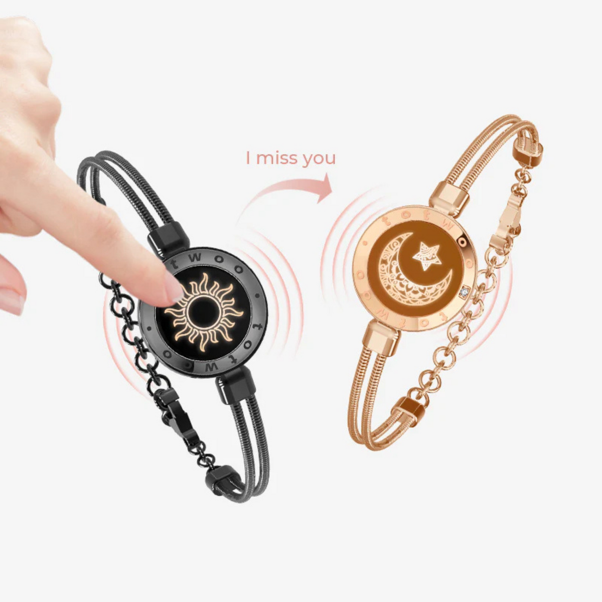 Sun Moon Vibrating Touch Bracelets for Long Distance Couples