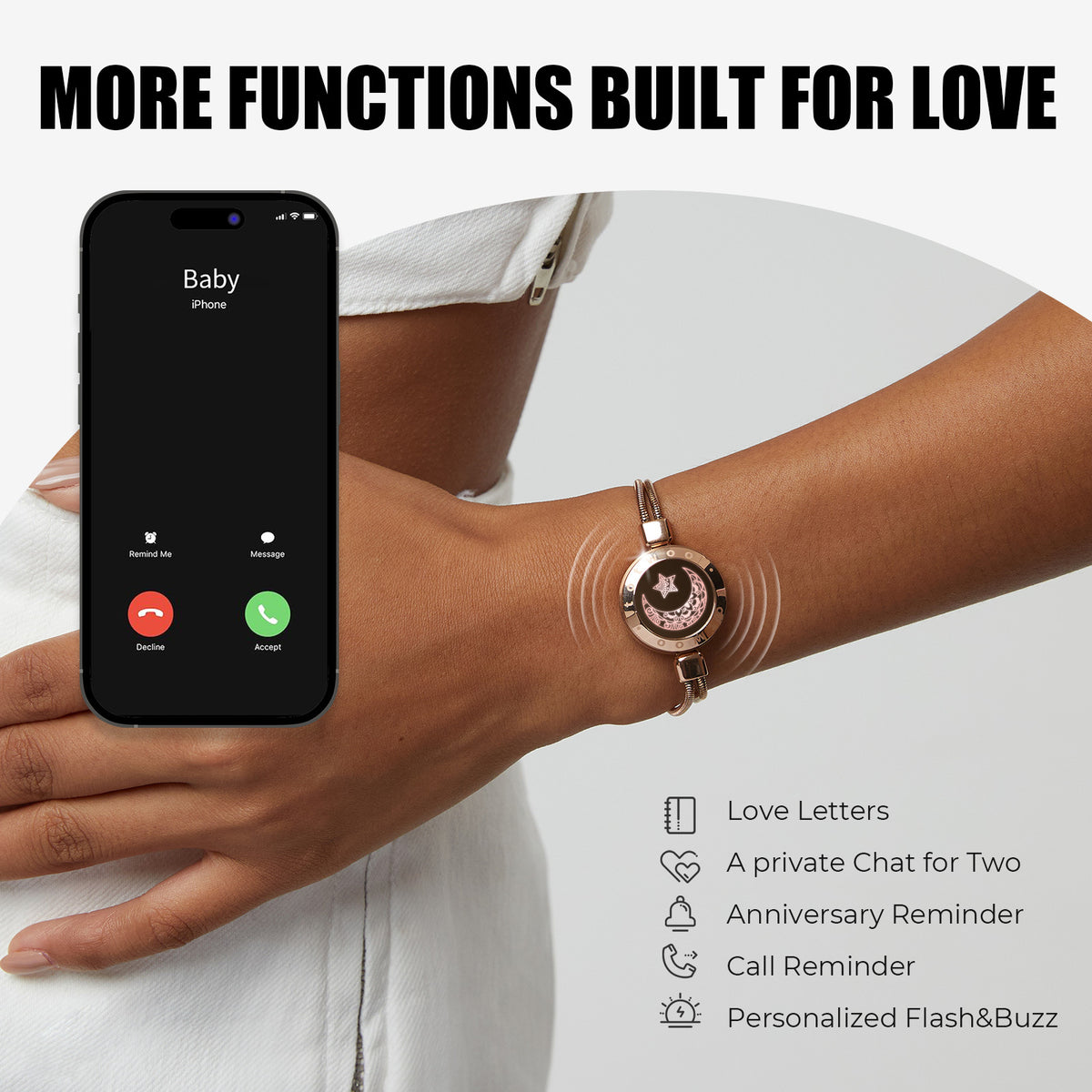 Sun Moon Vibrating Touch Bracelets for Long Distance Couples