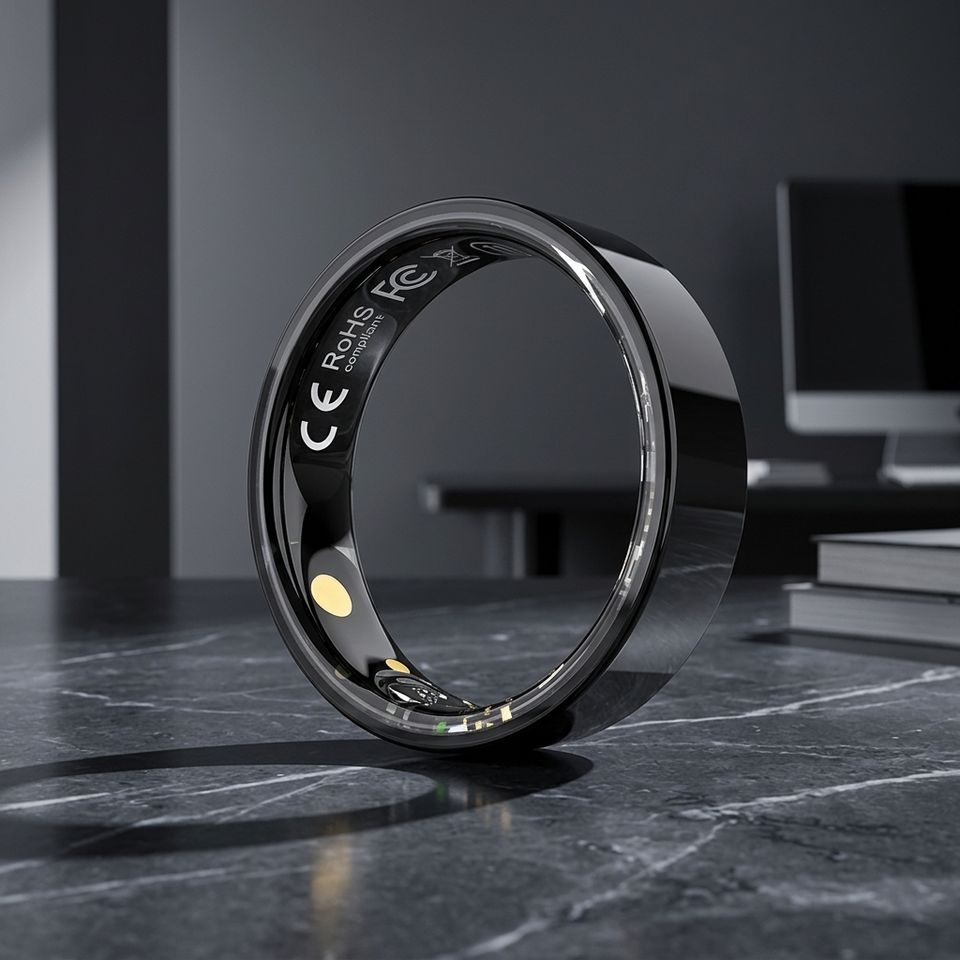 Smart Ring with Voice Assistant 5ATM Waterproof Ring Photo Translation & Call Recording Hands-Free Shutter for Travel Business